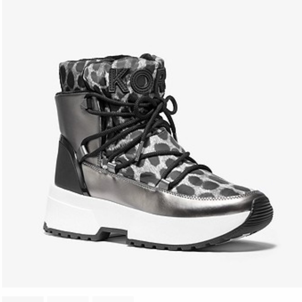 MICHAEL KORS Cassia Leather Cheeta-Print Bootie
